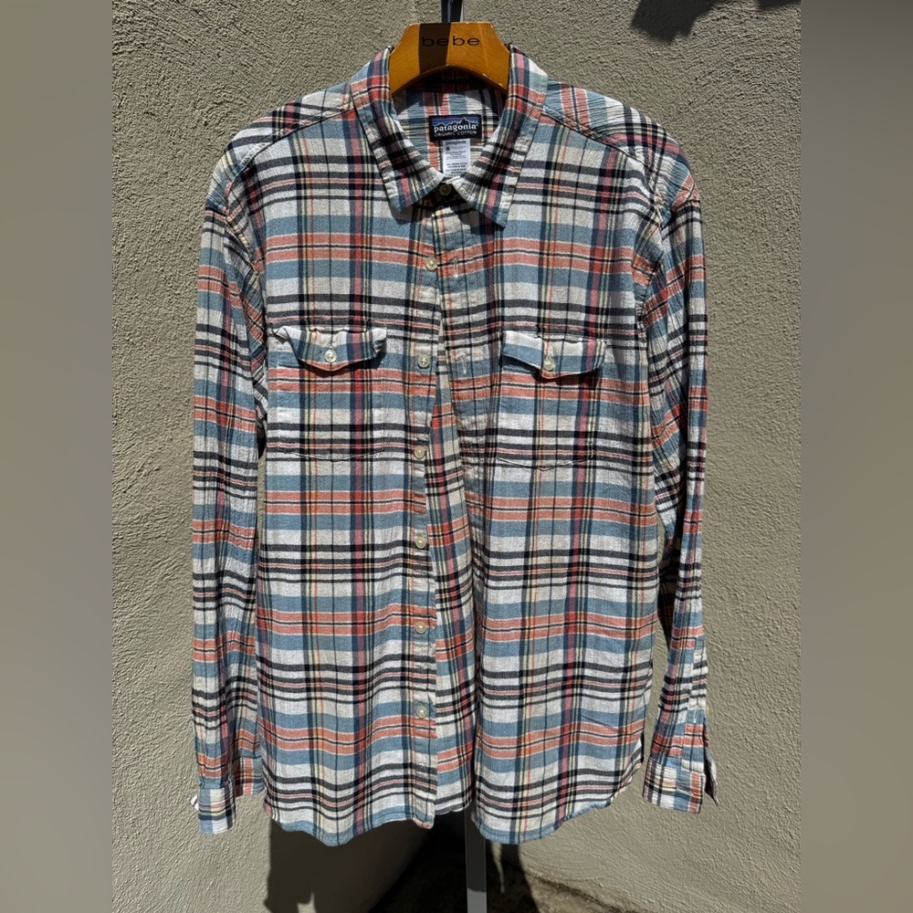 Patagonia Organic Cotton Plaid Shirt - Blue, Pink, White Long Sleeve - Picture 1 of 9